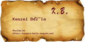 Keszei Béla névjegykártya